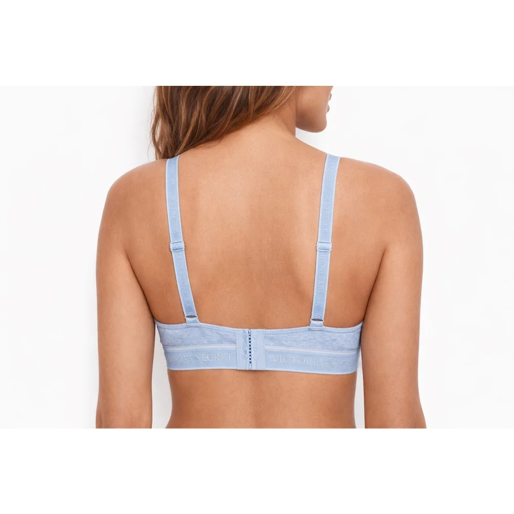 Victoria’s Secret Logo Bralette M Blue Heather NWT
